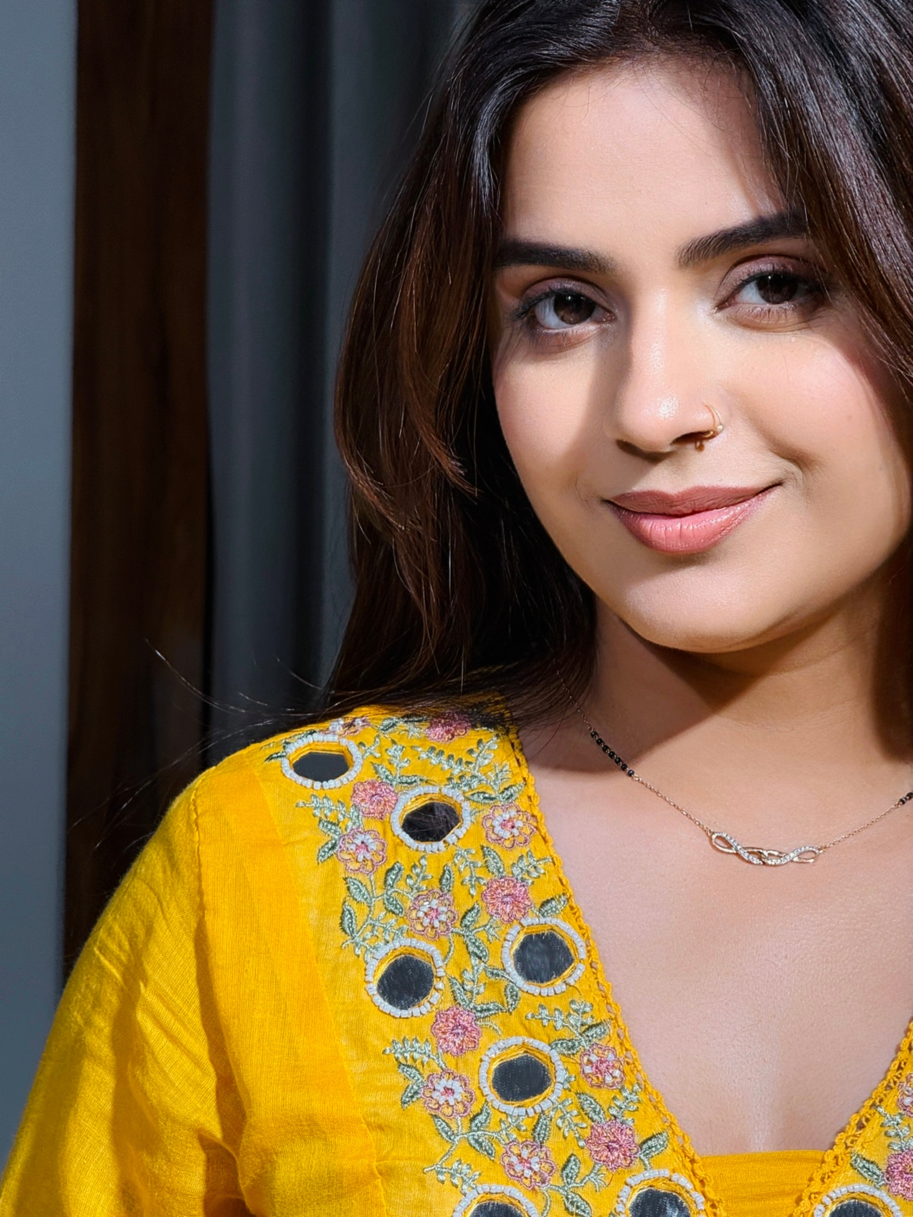 Meher Mirror Work Mul Cotton Suit