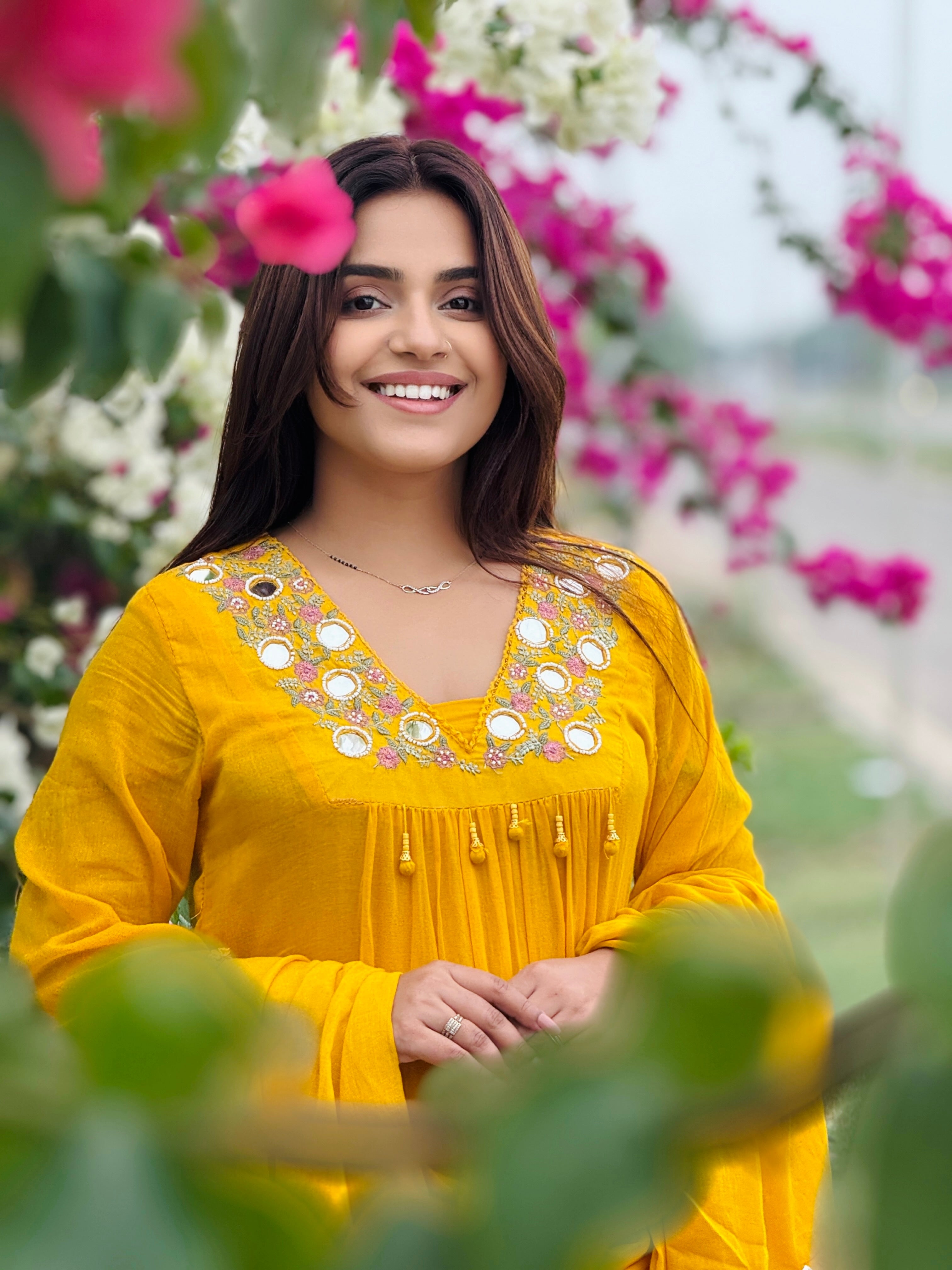 Meher Mirror Work Mul Cotton Suit