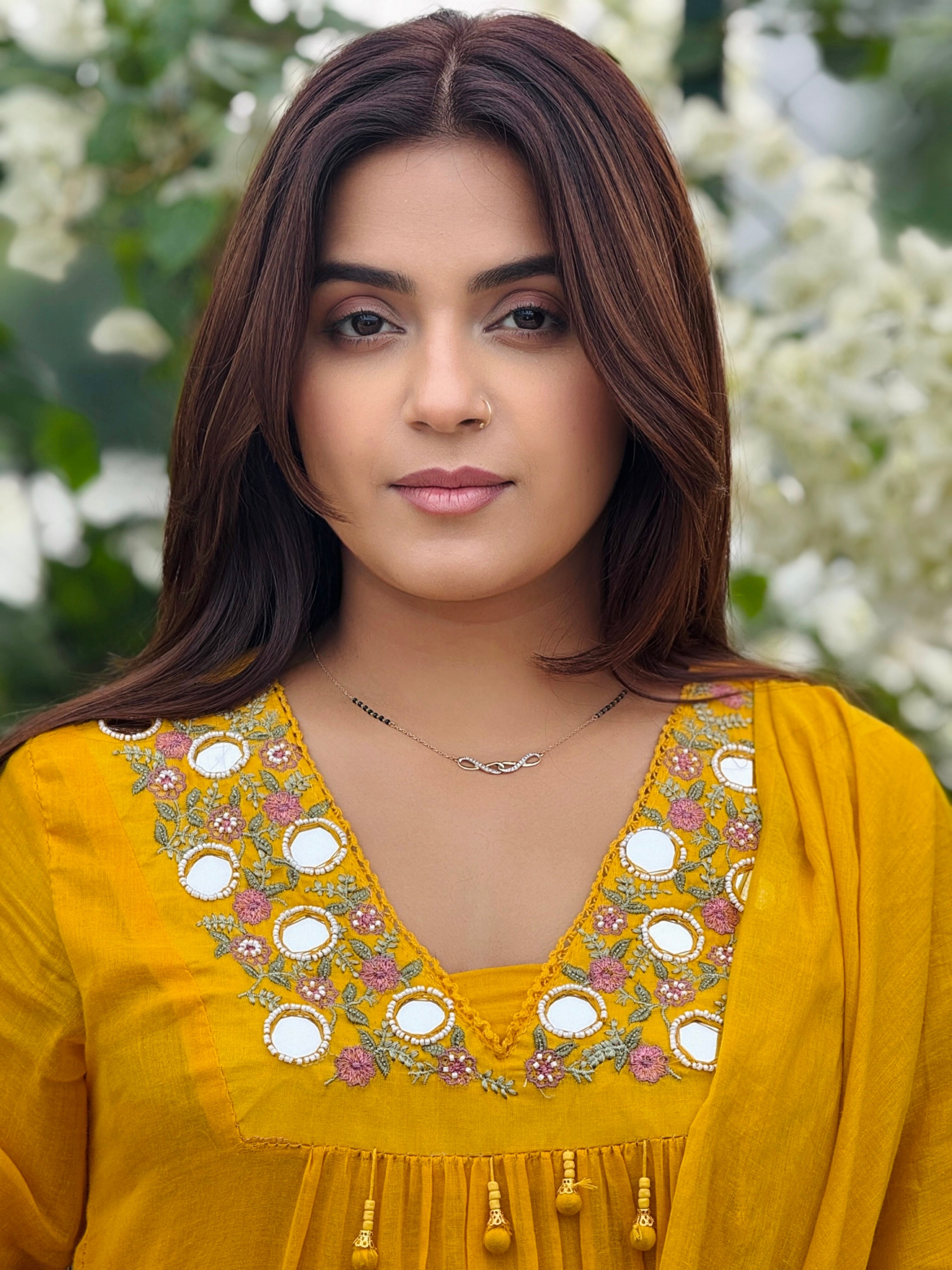 Meher Mirror Work Mul Cotton Suit