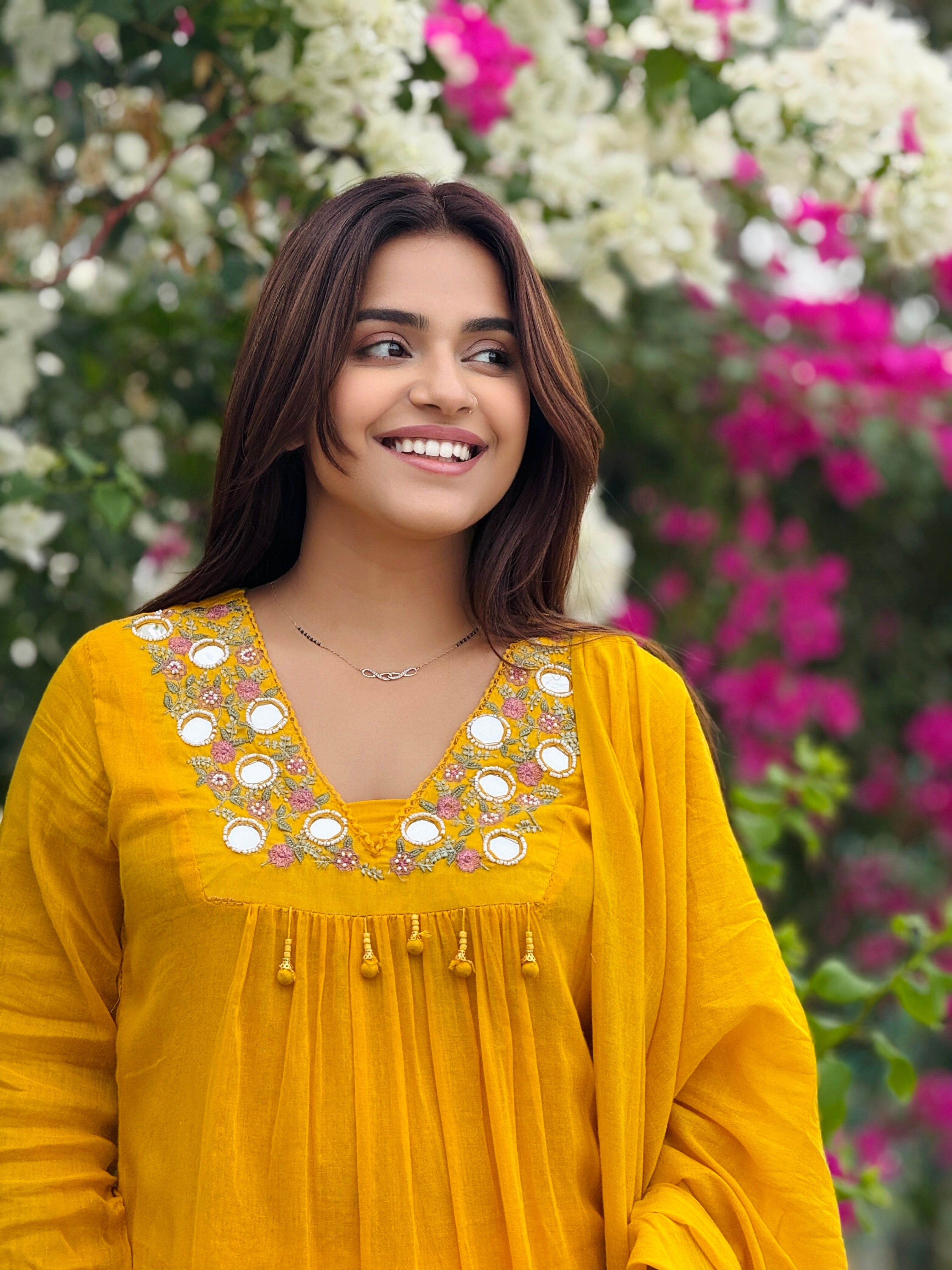 Meher Mirror Work Mul Cotton Suit
