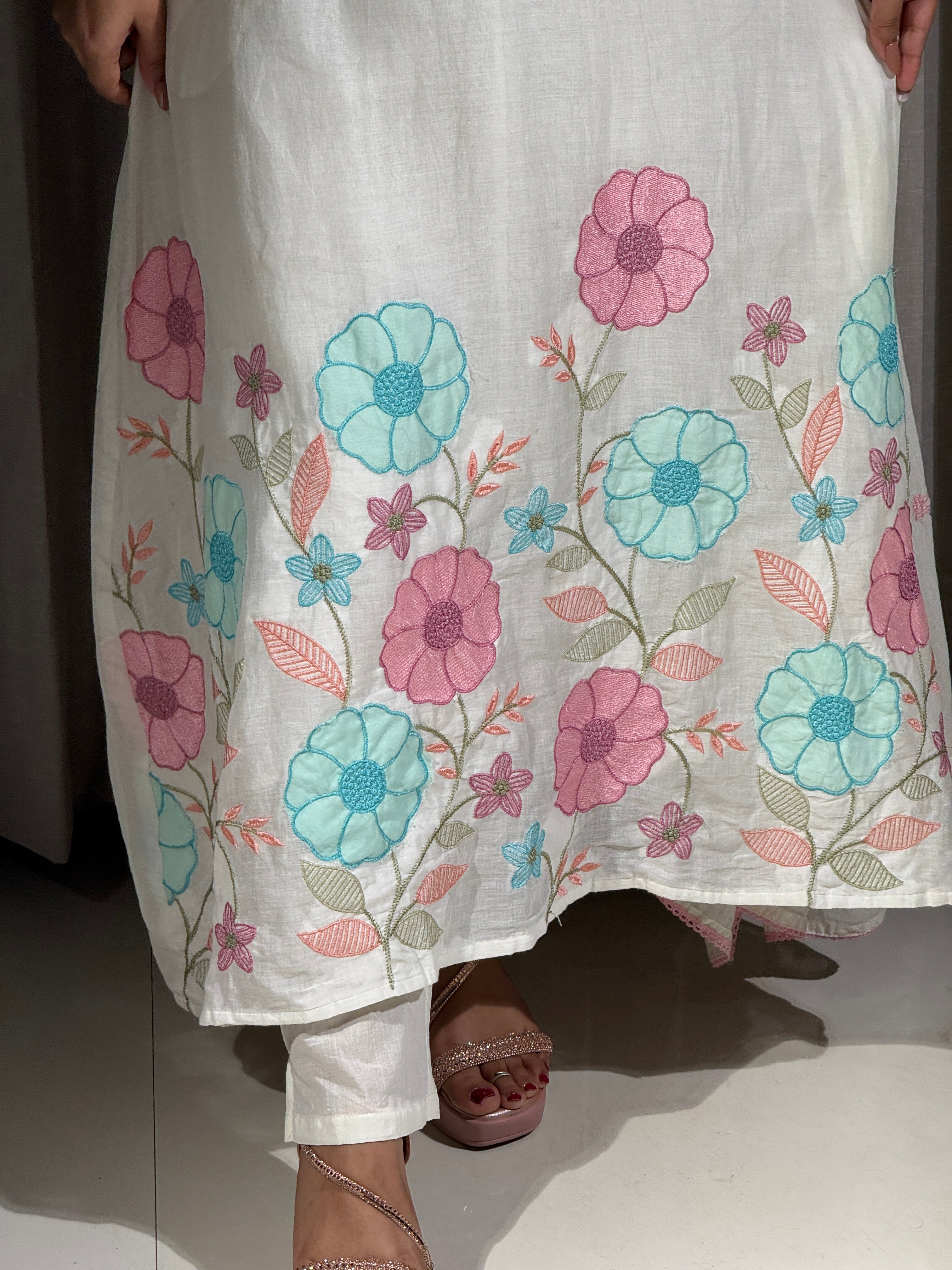 Eira Ivory Floral Cotton Suit Set
