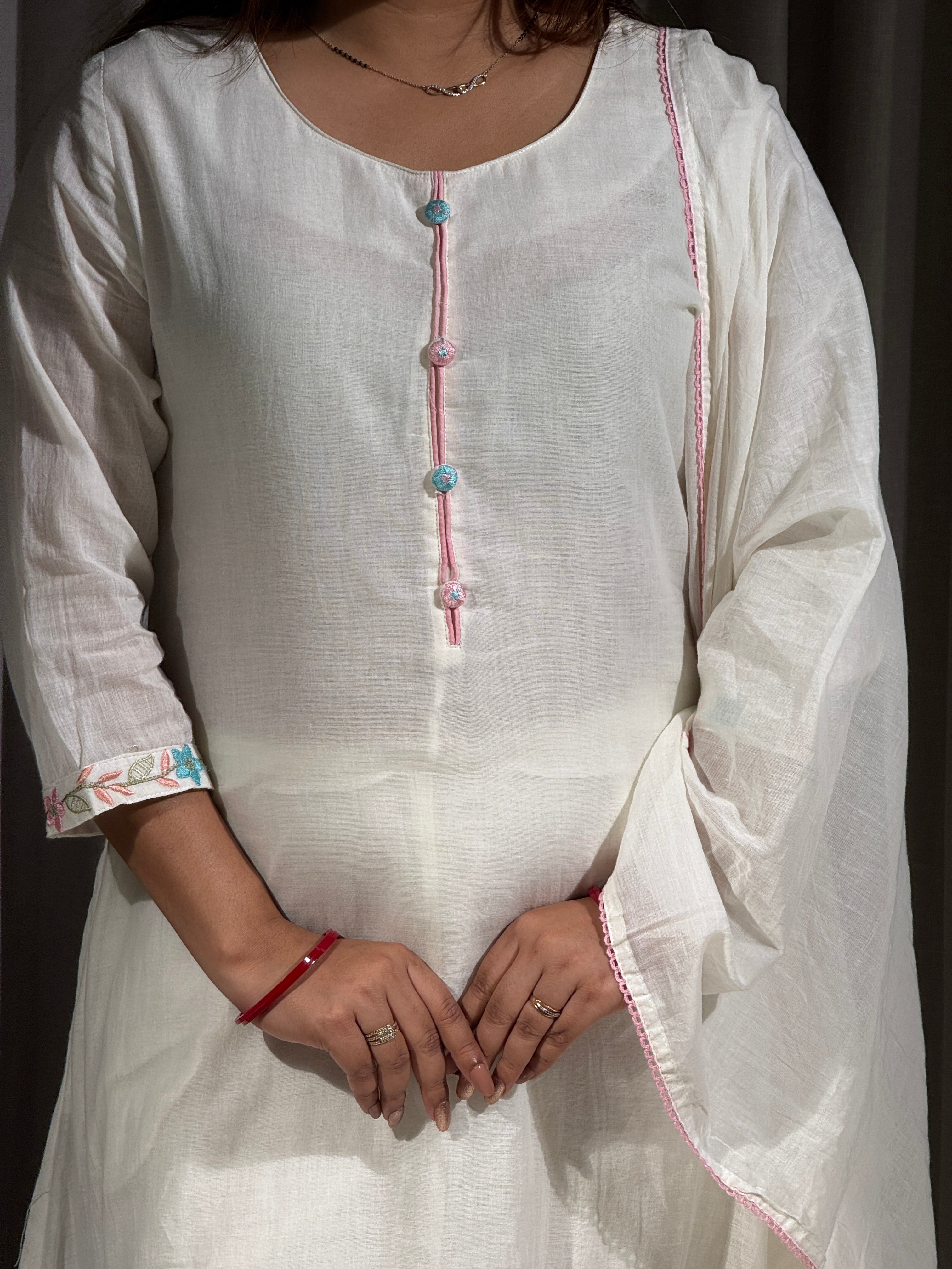 Eira Ivory Floral Cotton Suit Set